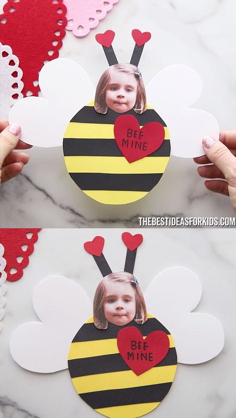 Vday Crafts, Preschool Valentine Crafts, Toddler Valentine Crafts, Bee Craft, Valentines Bricolage, February Crafts, Easy Valentine Crafts, Valentine's Day Crafts For Kids, Toddler Arts And Crafts