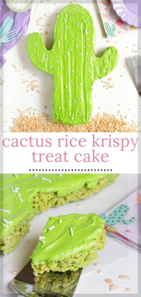 Cinco De Mayo Rice Krispie Treats, Make A Cactus, Cactus Salad, Rice Krispie Cakes, American Buttercream Recipe, Cactus Club, Best Summer Desserts, Cactus Cake, Canned Frosting