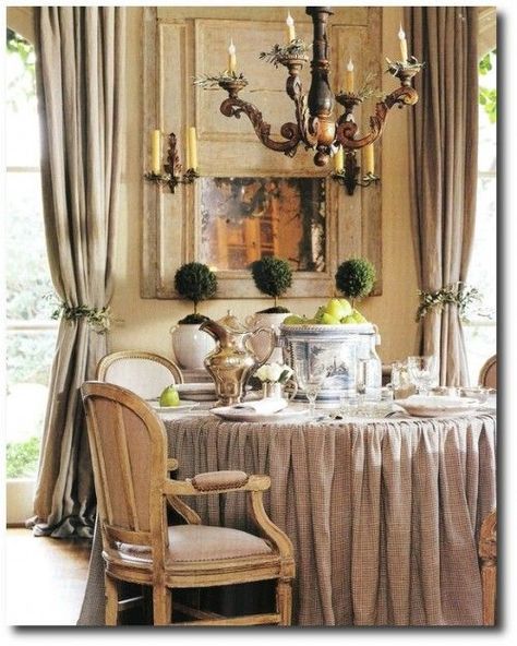 Table With Cloth, Pamela Pierce, Skirted Table, French Provencial, Dining Room French, French Country Design, Ivy House, French Country Cottage, French Interior