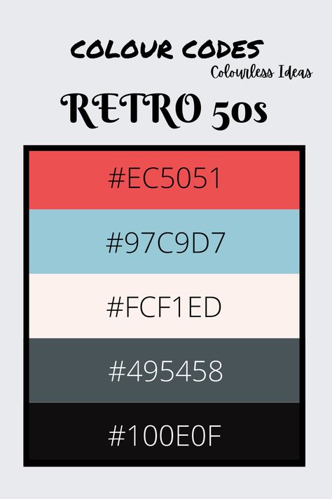 Retro Color Palette Code, Lofi Color Palette, Music Color Palette, 50s Color Palette, Retro Colour Palette, Typography Brochure, Vintage Web Design, Retro Palette, Color Knowledge