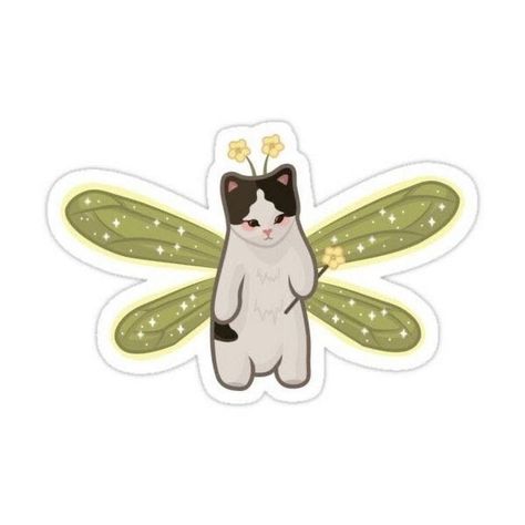 Cat Grant, Fairy Cat, Stickers Cool, Sticker Design Inspiration, Fairy Stickers, Cute Laptop Stickers, Scrapbook Stickers Printable, Phone Stickers, Anime Stickers