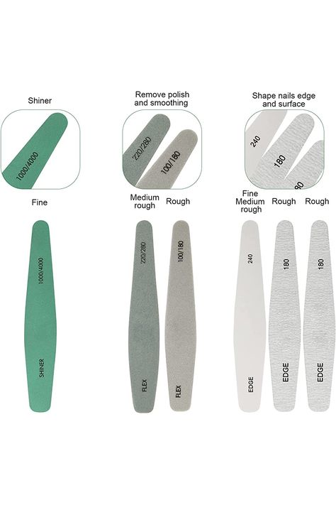 Nail Files Guide, Nail File Grit Chart, Nail Filing Tips Shape, Gel Ex Nails, Nails Western, Gel Nails Tips, Nails For Beginners, Diy Rhinestone Nails, Summer Nails Neon