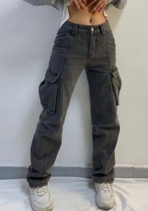 Cargo Jeans, Grey, Black