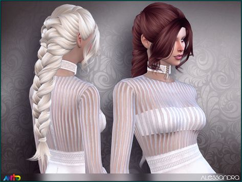 Long braid for your sims in 22 colours  Found in TSR Category 'Sims 4 Female Hairstyles' Sims 4 Cc Alpha Women Hair, Sims 4 Braids Cc Alpha, Long Sims 4 Hair Cc, Die Sims 4, Cc Hair, Pelo Sims, Hairstyle Fashion, Free Sims, Play Sims