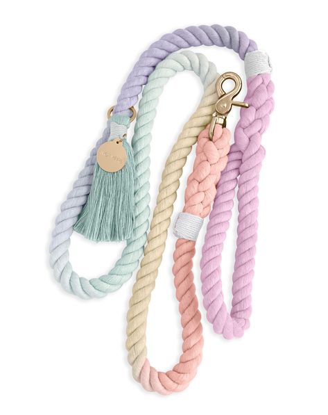 Scoop it up! The Sorbet Leash is inspired by the whimsical row of pastel victorian homes in San Francisco known as The Painted Ladies. This 100% cotton rope dog leash is hand-dyed & handwoven. Length: 5 Feet Color: Pastel Rainbow Made in the U.S.A. Designed & hand-crafted in Marin County, California. Aesthetic Dog Leash, Female Dog Accessories, Preppy Dog Stuff, Cute Dog Things, Aesthetic Dog Stuff, Cute Dog Leashes, Cute Dog Stuff, Pastel Victorian, Pastel Buildings