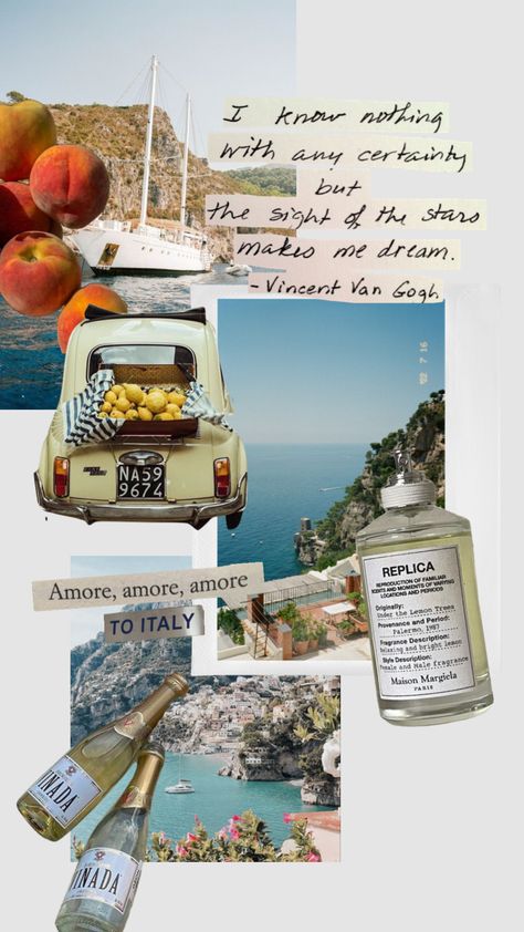 Amalfi Coast Dream #travelboard #travelaesthetic #italyaesthetic #amalficoast #summertravel #europeansummer #coastalaesthetic #summeraesthetic #republica #italian #thatgirlsummer #hotgirlsummer Italian Dream Aesthetic, Coastal Italian Aesthetic, Italian Mood Board, Amalfi Coast Wallpaper, Amalfi Coast Italy Aesthetic, Luxury Travel Aesthetic, Amalfi Coast Aesthetic, Italian Summer Aesthetic, Italian Coast