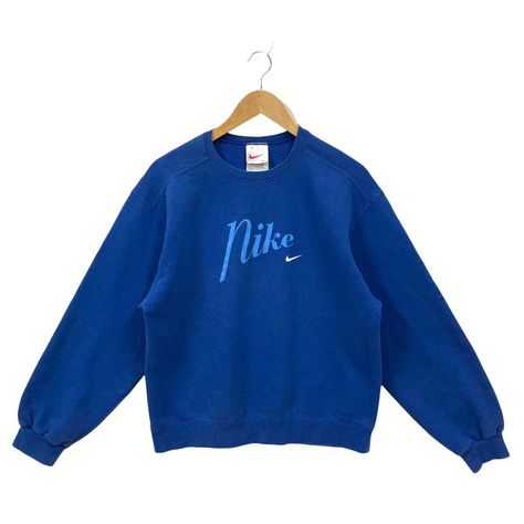 Nike Crewneck Sweatshirt, Sweatshirt Nike, Streetwear Sweater, Navy Crewneck, Nike Crewneck, 90s Sweatshirt, 90s Nike, Blue Pullover, Nike Vintage