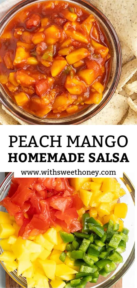 Peach Mango Salsa, Peach Salsa Recipes, Strawberry Salsa, Mango Salsa Recipes, Peach Salsa, Late Night Snack, Peach Recipes, Salsa Recipes, Mango Recipes