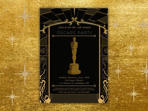 Oscar Party Invitations, Oscar Party Ideas, Oscars Party Ideas, Oscar Viewing Party, Invite Design, Invitations Template, Oscars Party, Wedding Shower Invitations, Downloadable Prints