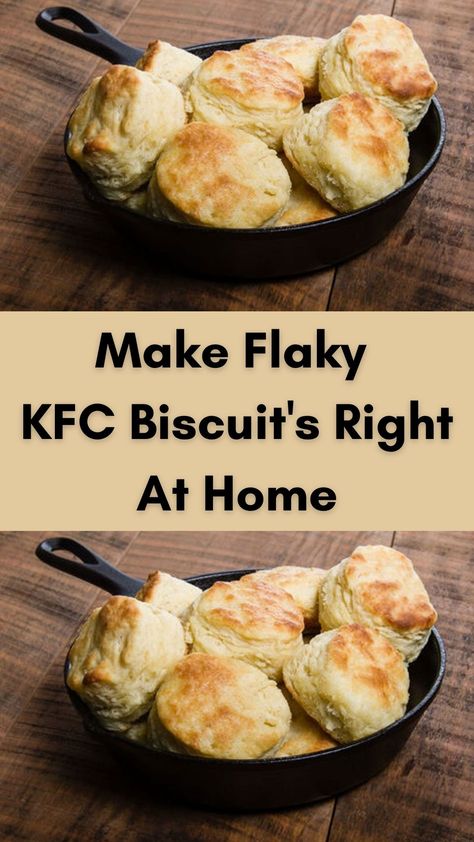 If you’re like me, you have biscuits on your brain for days after leaving a KFC restaurant. The golden flaky crust and warm buttery inside is like biting into heaven. And if food tastes its best in heaven, KFC biscuits would probably taste the same.  We finally tracked down a recipe for making them at home and they seriously taste EXACTLY like the ones at KFC. Here’s how to make them.  Ingredients: Kfc Biscuit Recipe, Kfc Biscuits, Dinner Sides Recipes, Kfc Restaurant, Kfc Recipe, Tea Time Food, Homemade Bread Recipes Easy, Biscuits Easy, Copykat Recipes