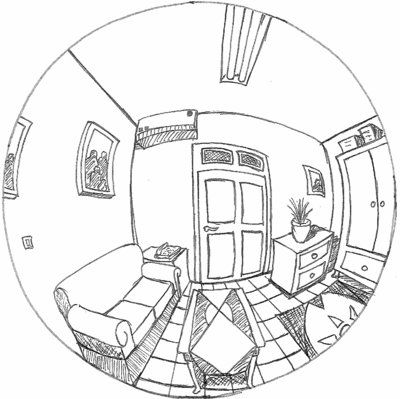 Simple Fisheye perspective by https://greenhold45.deviantart.com on @DeviantArt Fisheye Room Drawing, Circle Perspective Drawing, Fisheye Art Perspective, How To Draw Fisheye Perspective, Curvilinear Art, Fisheye Perspective Drawing, Circle Perspective, Fish Eye Perspective Drawing, Fisheye Drawing