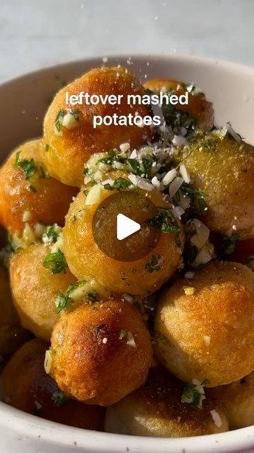 Healthy Ingredient Recipes 🥗 on Instagram: "Air-Fried Potato Pops! Credit PlantYou 

FOLLOW, SAVE & SHARE! 📌
Get my FREE Recipe Book with 🔗 in my bio

Ingredients:

2 cups mashed potatoes, leftover or fresh
5 tbsp cornstarch or arrowroot powder
Cooking spray
Equipment:

Air Fryer
Instructions:

In a bowl, combine mashed potatoes with cornstarch, mixing until a dough forms. The consistency should resemble a thick gnocchi dough and hold its shape easily. Adjust by adding more cornstarch or flour if needed.

With clean hands, roll the mixture into balls, slightly smaller than a golf ball.

Transfer the potato balls to the air fryer, liberally spraying with oil. Air fry at 450°F for 15 to 20 minutes until the outsides turn golden brown.

Enjoy immediately!

#vegan #potatoes #mashedpotatoes Potato Pops, Vegan Potatoes, Fried Mashed Potatoes, Chefs Recipes, Stuffed Potato Balls, Leftover Mashed Potatoes, Mashed Potato Recipes, Thanksgiving Holiday, Chef Recipes