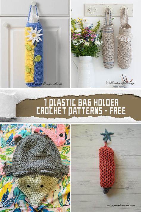 7 Plastic Bag Holder Crochet Patterns – FREE - iGOODideas.com Plastic Bag Holder Crochet, Crochet Plastic Bag Holder, Bag Holder Crochet, Crochet Plastic Bag, Bag Holder Pattern, Plastic Bag Crochet, Plastic Bag Holder, Grocery Bag Holder, Crochet Patterns Free