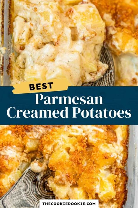 Creamed Potatoes Southern, Creamy Parmesan Potatoes, Creamed Potatoes And Peas, Creamed Potatoes Old Fashioned, Potatoes With Heavy Cream, Cream Potatoes Recipe, Cream Potatoes, Starch Recipes, Casseroles Easy