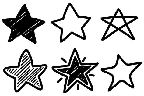 Vector set of black hand drawn doodle st... | Premium Vector #Freepik #vector #doodle #doodle-illustration #scribble #sketch Star Hand Drawing, Black And White Star Icon, Star Hand Drawn, Drawn Stars Aesthetic, Star Constellations Doodle, Star Doodles, Doodle Stars, Star Sketch, Black Doodles