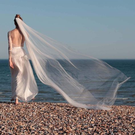 This beautiful classic and elegant Wedding Veil is made with very soft bridal illusion tulle and lace appliques, in a Cathedral Tier Drop style. Stunning accessory with Rhinestones Hair Comb for Brides that will embellish any wedding dress, Perfect Boho wedding chic. Drape Veil, Long Wedding Veil, Simple Veil, Veil Long, Comb Veil, Beaded Wedding Gowns, Drop Veil, Layered Veil, Rhinestone Hair Comb