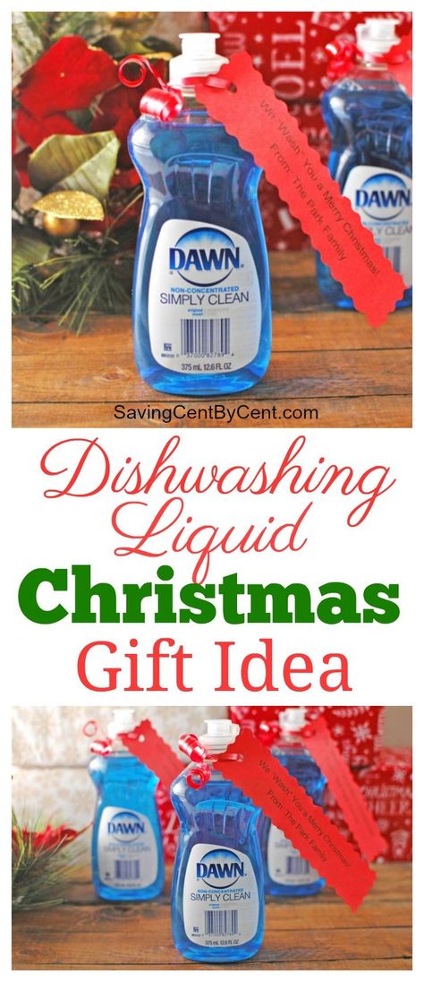 This dishwashing liquid Christmas gift is an inexpensive idea to give to neighbors and friends. Dish Soap Neighbor Gift, Dish Soap Gift Ideas, Gifts To Friends, Inexpensive Christmas Gifts, Neighbor Christmas Gifts, Thrifty Thursday, Holiday Party Foods, Thrifty Living, Giving Gifts