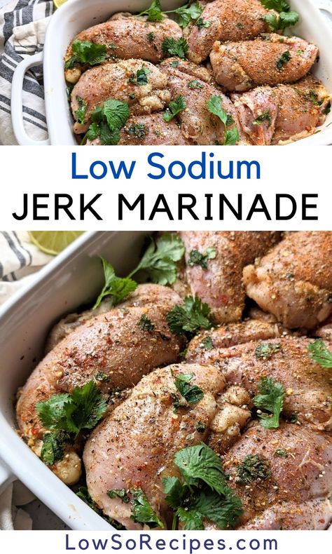 Jamaican Jerk Marinade Recipe, Easy Low Sodium Recipes, Sodium Foods, Low Iodine Diet, Heart Healthy Recipes Low Sodium, Jerk Marinade, Man Recipes, Jerk Chicken Recipe, Pork Marinade