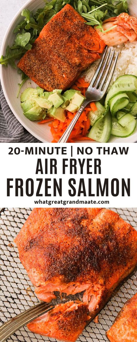 Ww Air Fryer Salmon Recipes, Airfry Frozen Salmon Fillet, Airfryer Frozen Salmon, Frozen Salmon Air Fryer Recipes Healthy, Salmon Foil Packets Air Fryer, Easy Frozen Salmon Recipes Baked, Easy Frozen Salmon Recipe, Air Fryer Salmon Recipes From Frozen, How To Cook Frozen Salmon In Air Fryer