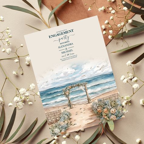 Beach Wedding Design, Beach Wedding Save The Date, Save The Date Inspiration, Goa Wedding, Wedding Painting, Summer Ocean, Beach Wedding Invitations, Engagement Invitations, Save The Date Postcards