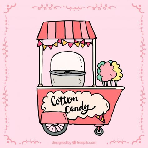 Cotton Candy Doodle, Candy Shop Drawing, Cotton Candy Drawing, Cotton Candy Clipart, Candy Kiosk, Movie Doodles, Candy Bulletin Boards, Cotton Candy Design, Candy Booth