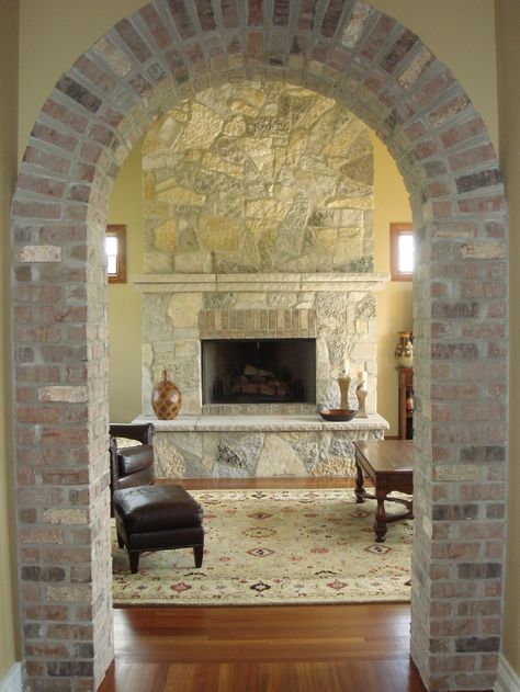 adding brick to an archway Luxury Window Design, Arched Window Coverings, Brick Archway, Brick Face, Front Porch Makeover, Design Tiles, French Style Interior, Arch Doorway, Brick Interior