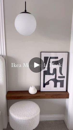 209K views · 6.2K reactions | IKEA Hack! How I created a bedside shelf from two Mosslanda shelves. As @ikeauk only do these walnut Mosslanda shelves in one size I had to join two lengths together then cut them down for the exact fit. As the larger lip is now to the front it cover the ugly plug sockets underneath and even has space to hide an led strip light! Such a cool use rather than a picture ledge don’t you think? 

#mydiymydecor #ikeauk #ikeahack #ikeahacks #mosslanda #diydecor #bedsideshelf #bedsidetable #minimalbedroom #walnutshelves | Ashley | Home Interiors, Garden & DIY | east_shore_home · Original audio Ikea Ledge Shelf, Mosslanda Ikea Hack, Ikea Mosslanda Hack, Mosslanda Ikea Ideas, Mosslanda Ikea, Ikea Mosslanda, Mosslanda Picture Ledge, Ikea Uk, Large Lips