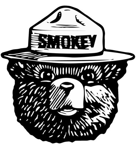 The Smokey Bear Blank Meme Template Tree Lookout, Owl Decal, Smokey The Bear, Smokey Bear, Lookout Tower, Smokey The Bears, Black And White Stickers, Bear Tattoo, Bear Party