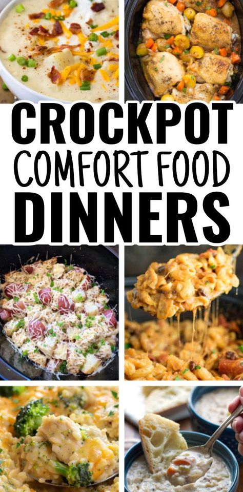 Crockpot comfort food dinners - 37 slow cooker dump meals for frugal winter dinner ideas when cold weather budget meal planning cheap dinners for a family for the week. Must Try Crockpot Recipes, Easy Delicious Crock Pot Dinners, Crockpot Recipes Sunday Dinner, Dinner Idea For Cold Weather, Friday Crockpot Meals, All Day Crock Pot Meals, Slow Cooker Recipes For College Students, Crockpot Complete Dinner, Crockpot Weekend Meals