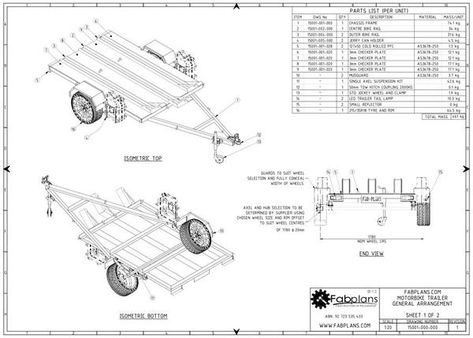 general arrangement of motorbikee trailer plans fabplans Car Trailer Plans, Motorbike Trailer, Toy Makeover, Ford Transit Connect Camper, Transit Connect Camper, Homemade Trailer, Land Transport, Trailer Suspension, Trailer Plans