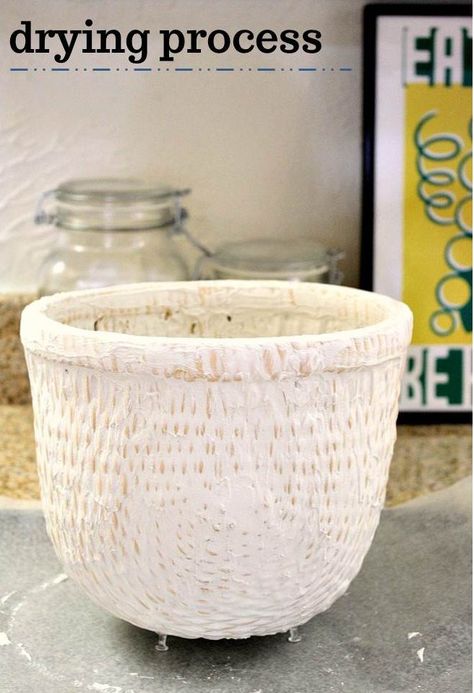 plaster of paris basket (neat idea, thrift store baskets can become cooler) Plaster Of Paris Crafts, Plaster Projects, Plaster Ideas, Paris Craft, Plaster Paris, Plaster Flowers, Plaster Diy, Plaster Craft, Plaster Hands