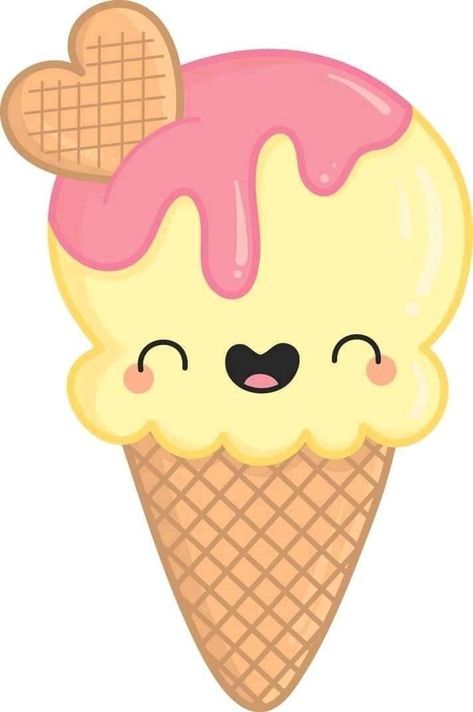 Kawaii Ice Cream Drawing Easy, Ice Cream Cone Images, Ice Cream Theme, Images Kawaii, Candyland Party, Cartoon Painting, Birthday Idea, Cute Doodle Art, Kawaii Doodles