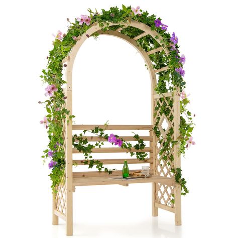 TANGZON Garden Arch with 2-Seat Bench, Wooden Lawn Patio Trellis Pergola, Outdoor Rose Vines Climbing Support Garden Arbor Archway for Wedding Party, 246KG Weight Capacity : Amazon.co.uk: Garden Arch Pergola, Outdoor Arbor, Trellis Pergola, Patio Trellis, Pergola Outdoor, Garden Bench Seating, Wedding Arches Outdoors, Climbing Trellis, Garden Arch Trellis