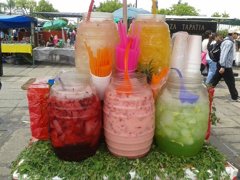 RICAS AGUAS FRESCAS,,,,,,,,,PLAZA TAPATIA,,,,,,,GUADALAJARA,JAL.MEXICO. Agua Fresca Set Up, Aquas Frescas, Rancho Wedding, Mexican Treats, Snack Station, Mexican Party Decorations, Drink Stand, Mexican Snacks, Mexican Drinks