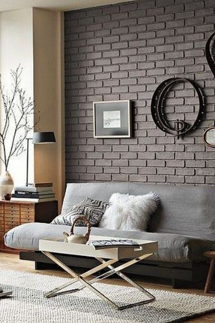 Grey Brick Wall, Grey Room Decor, Painting Brick, Brick Accent Walls, Brick Accent Wall, Painted Brick Walls, Brick Interior Wall, Color Room, Brick Interior