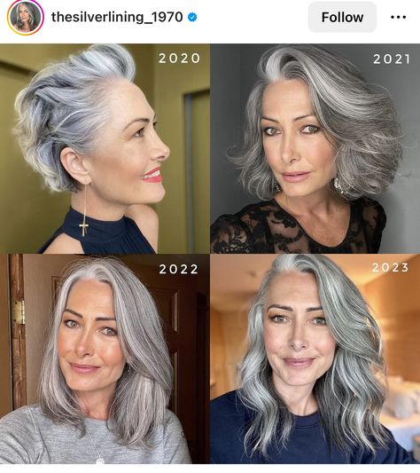 Silver White Hair, Growing Out Hair, Grey Hair Don't Care, Grey Hair Transformation, Square Face Hairstyles, Grey Hair Inspiration, Beautiful Gray Hair, Silver Foxes, Gray Hair Growing Out