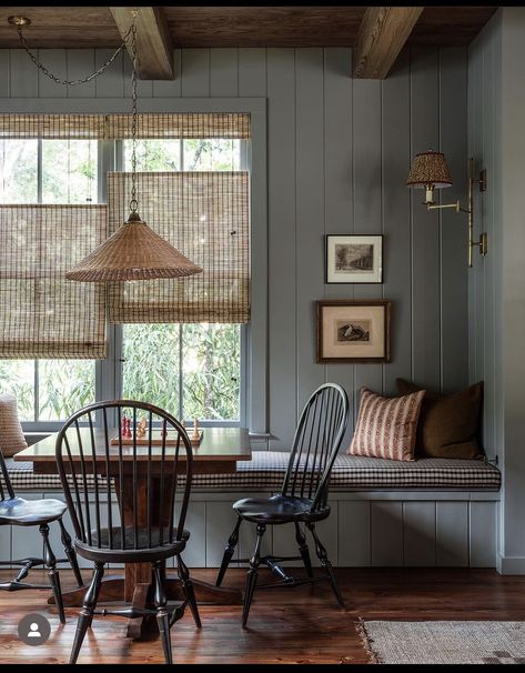 Paneled Dining Room, Nook Design, Comfy Seating, Dining Nook, Dining Room Inspiration, Banquette, Seating Arrangements, House Inspo, Paint Color