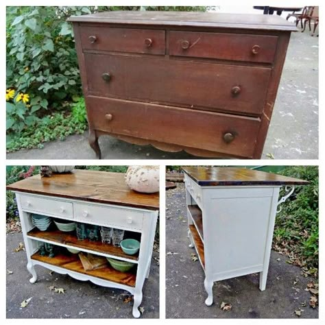 Coffee Bar Made From Old Dresser, Furniture Makeover Side Table, Dresser Into Coffee Bar, Diy Furniture Redo, Furniture Flip, Bar Coffee, Diy Furniture Renovation, Furniture Rehab, Furniture Renovation