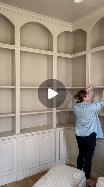 The Roosting Place | Lanna Davis on Instagram: "Now the question is: how the heck do I style all these shelves!?  Huge thank you to my step dad and my husband for doing the heavy lifting on this project-I am in no condition for woodworking or heavy painting at this point in my pregnancy!   When planning the house we knew this room would need to be able to evolve as we grew our family and eventually sent them off into the world-so storage and function is a must! These shelves will be forever useful!   Paint: SW shiitake (50% saturation)" Sw Shiitake, Accent Paint Colors, Accent Paint, Dream Cottage, Heavy Lifting, The Question, My Husband, Paint Colors, This Is Us