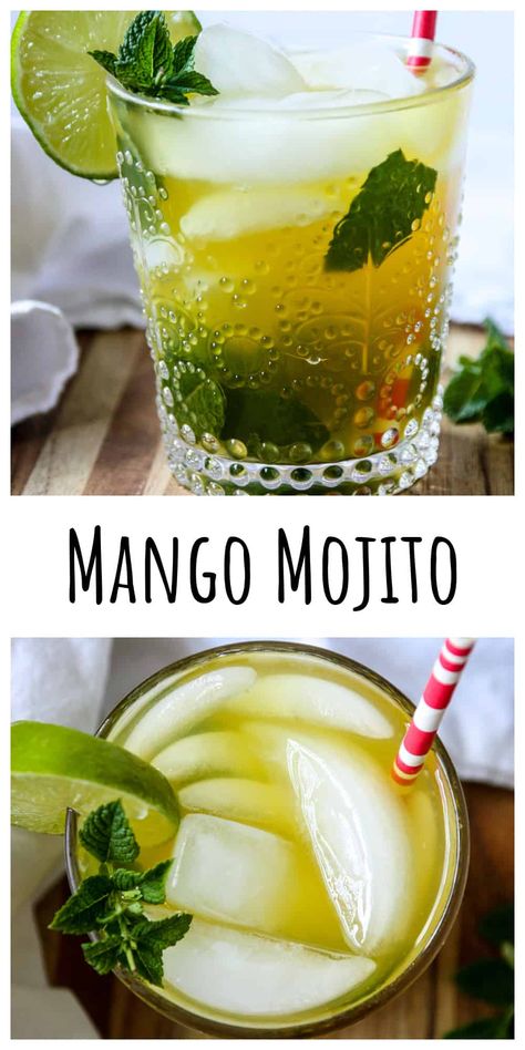 A Mango Mojito is a fruity, refreshing twist on the classic mint and lime rum cocktail. Make individual drinks, or make a pitcher of them. It's easy to make this delicious drink with just a handful of ingredients. Mango Mojito Recipe, Refreshing Drinks Alcohol, Cocktail Inspiration, Classic Mojito, Mango Mojito, Low Carb Cocktails, Mojito Cocktail, Seasonal Drinks, Mojito Recipe