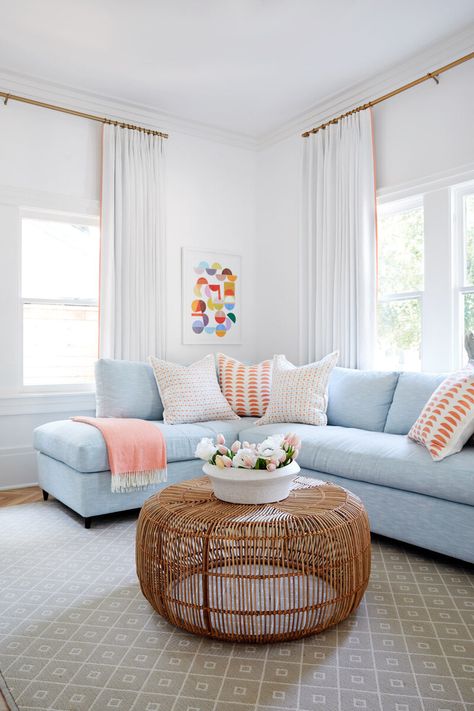 Interior Design Portfolio—Layne Torsch Interiors, Houston TX Light Blue Couch Living Room, Light Blue Sofa Living Room, Light Blue Couches, Blue And Pink Living Room, Blue Couch Living, Light Blue Living Room, Blue Sofa Living, Light Blue Sofa, Blue Sofas Living Room