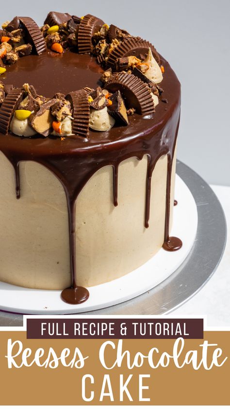 Reeces Cake, Reese Peanut Butter Cake, Peanut Butter Birthday Cake, Reeses Cake, Reese's Chocolate, Reese's Peanut Butter Cup, Chocolate Peanut Butter Cake, Butter Cake Recipe, Chocolate Peanut Butter Cups