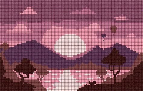 Pixel Tapestry, Pixel Art Grid Landscape, Alfa Pattern, Landscape Alpha Pattern, Pixel Art Mountain Landscapes, Clouds Alpha Pattern, Sunset Alpha Pattern, Alpha Pattern Mountain, Scenery Alpha Pattern