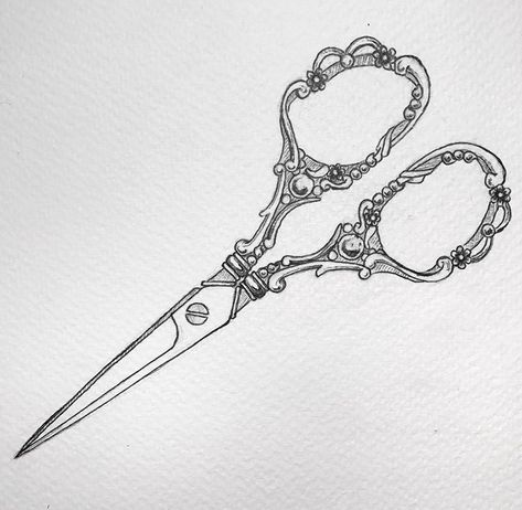 Gothic Scissors Tattoo, Scissor Tattoo Design, Vintage Shears Tattoo, Antique Scissors Tattoo, Dramatic Tattoos, Sewing Scissors Tattoo, Scissors Tattoo Design, Vintage Scissors Tattoo, Honey Tattoos