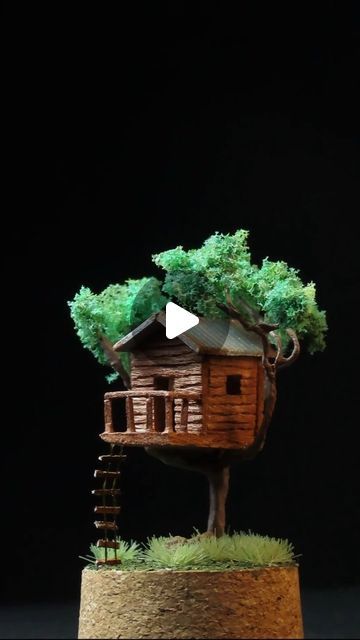 Treehouse Diorama, Treehouse Craft, Miniature Treehouse, Miniature Tree House, Tiny Tree House, Miniature Trees, Tiny World, Miniature Crafts, Mini Things