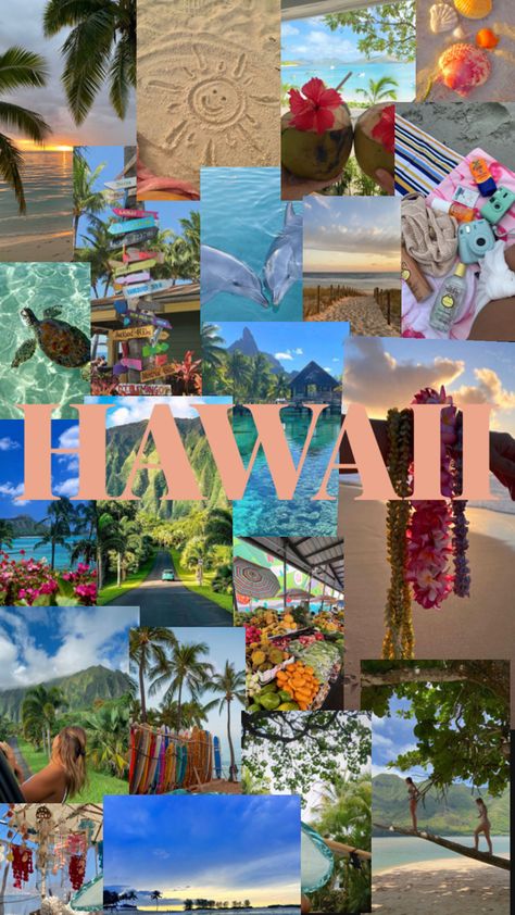 Collage of the dream to live and enjoy hawaii Iphone Wallpaper Europe, Wallpaper Iphone Boho, Hawaii Pictures, Cute Summer Wallpapers, Collage Iphone, Senior Trip, Simple Iphone Wallpaper, Beautiful Collage, Summer Wallpaper