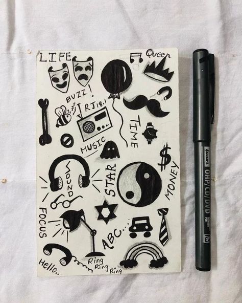 Easy Asethetic Doodles, Doodle Art To Do When Bored, Doodle Drawings When Bored, Doodles To Make When Bored, Sketch Book Doodles Creative, Easy Doodle For Journal, Bored Sketches Doodles, Easy Bored Drawings, Drawing Ideas When You Are Bored