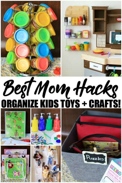 Organize Toys In Living Room Small Spaces, Toys Organizer Ideas, Stair Landing Organization, Best Way To Organize Barbie Stuff, Childs Room Organization, Kid Room Organization Ideas, Cheap Playroom Organization, Toy Food Organization, Doll Organization Ideas Diy