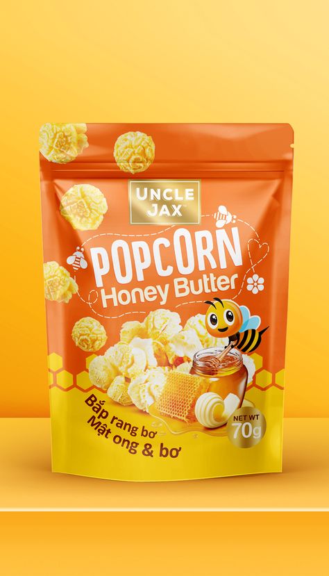 Corn Packaging Design, Butter Packaging Design, Corn Packaging, Snacks Packaging Design, Plastic Packaging Design, Butter Packaging, Premium Snacks, Popcorn Packaging, Snacks Packaging