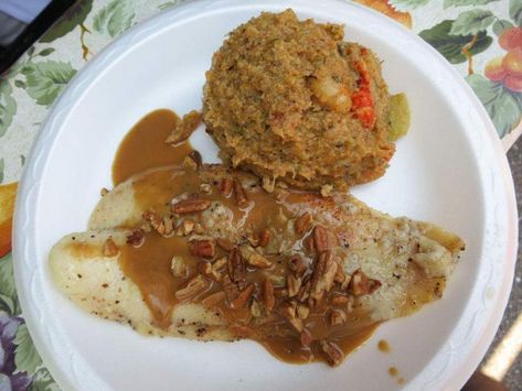 Pecan Catfish with Meuniere Sauce | Entertainment/Life | theadvocate.com Mirliton Casserole, Louisiana Cooking, Pecan Sauce, Catfish Recipes, New Orleans Recipes, Fried Catfish, Creole Recipes, Jazz Fest, Baked Fish